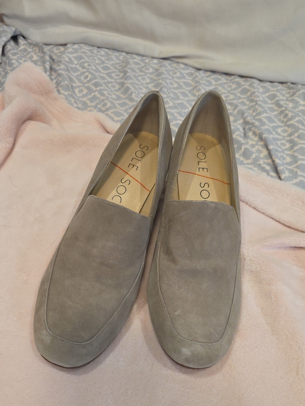 Sole Society Light Gray Suede Slip-On Heels